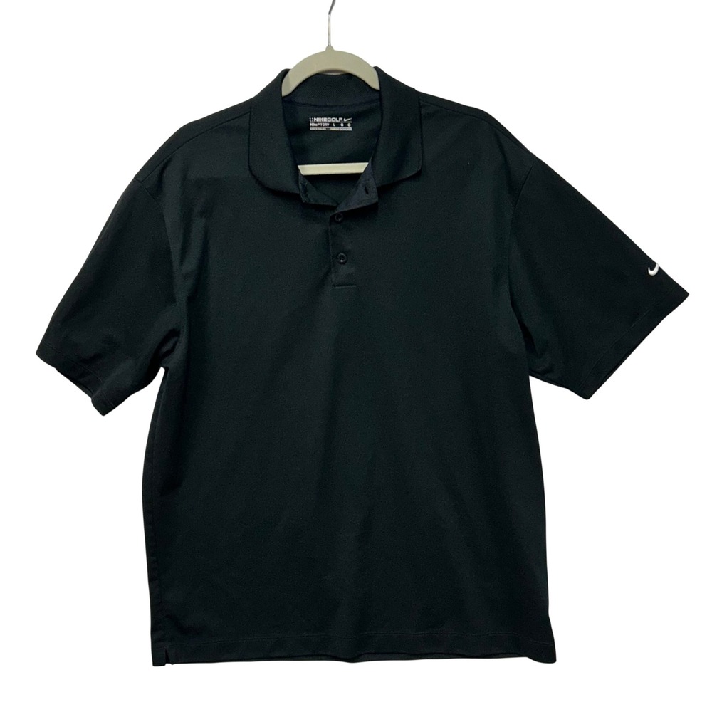 Nike Golf Fit Dry Mens Polo Shirt Black Short Sleeve 128898-010 Large‎
